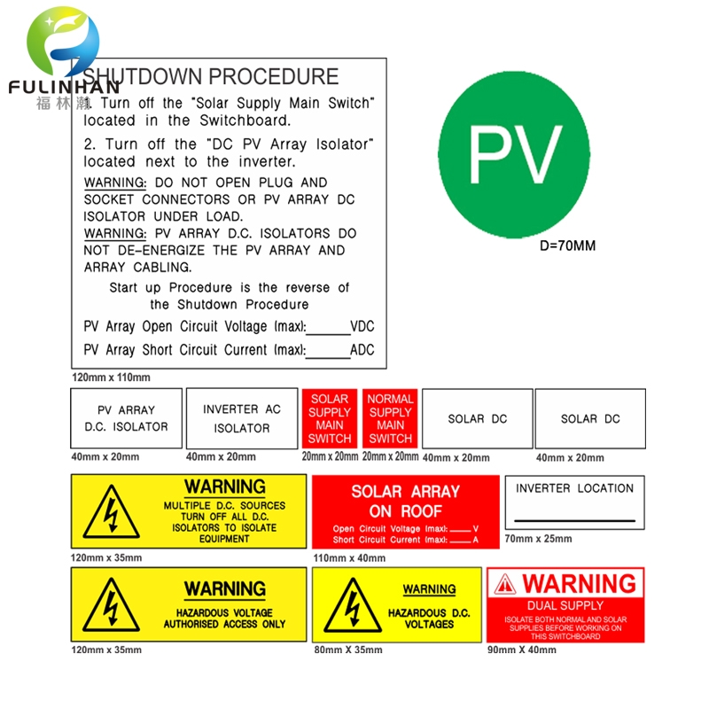 Engraving Label Kits for Australia solar power