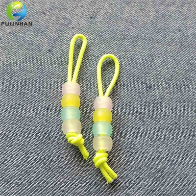 Nylon Zipper Pullers with Transparent Pony Beads
