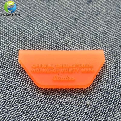 Transparent Orange Embossed Letters Rubber Patch