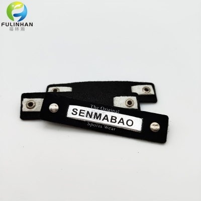 Silver Leather Labels with Metal